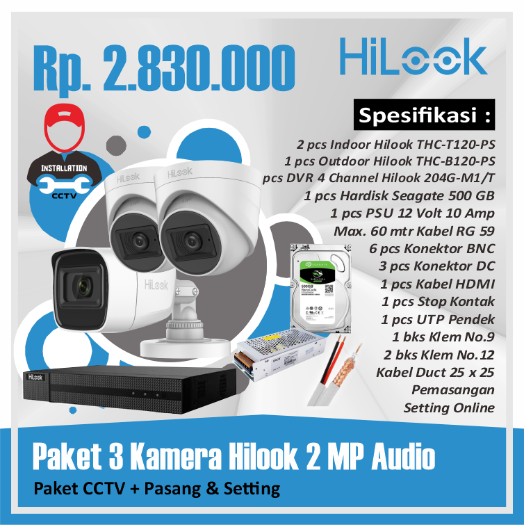Paket 03 Kamera Hilook 2 MP Audio