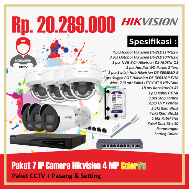 Paket 07 IP Camera Hikvision 4 MP Colorvu