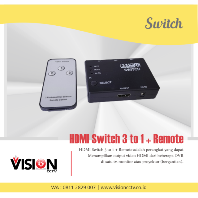 HDMI Switch 3 to 1 + Remote